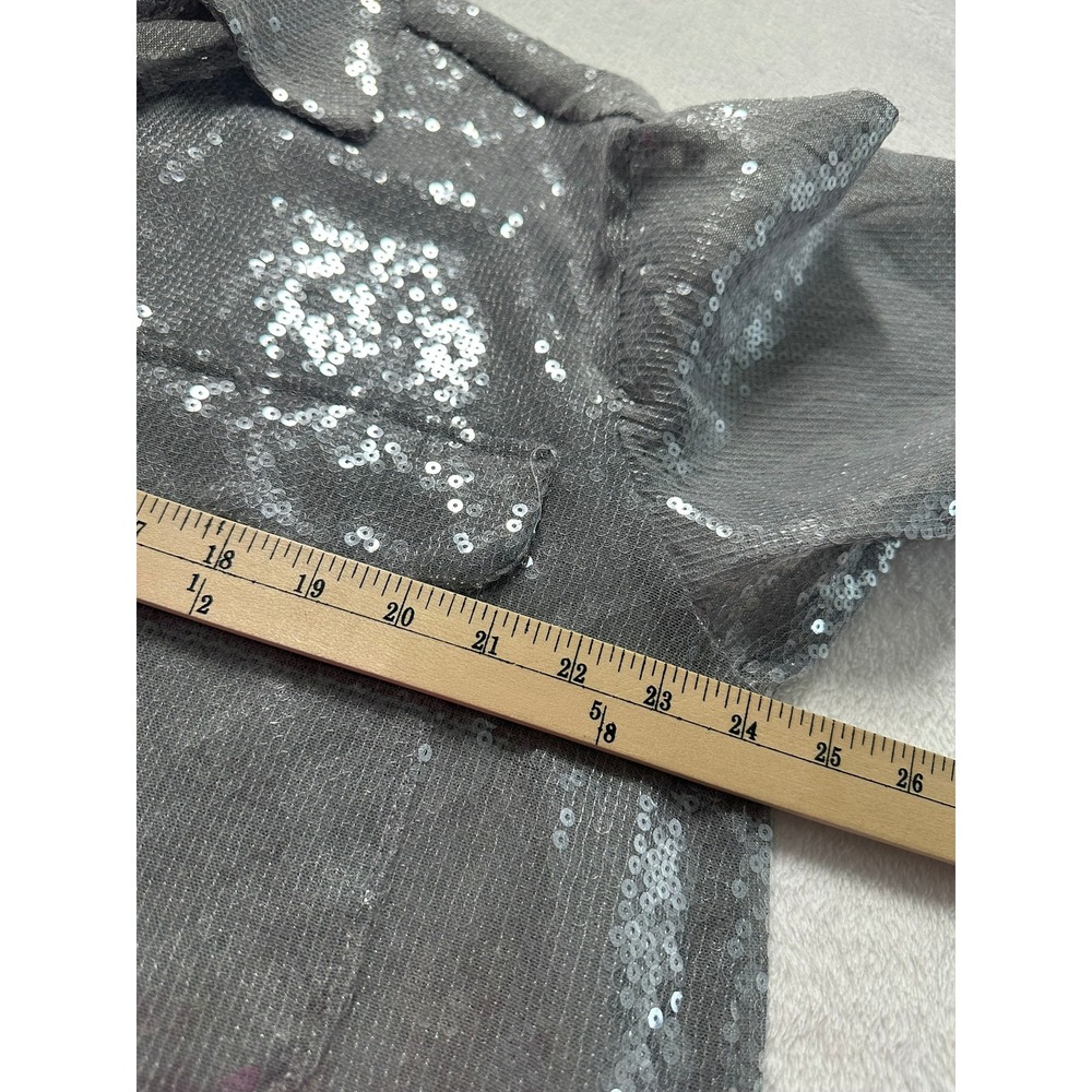 Free People Sequin Button Down Women M Carbon Grey NWT Oversized Glam Shirt - Picture 5 of 8